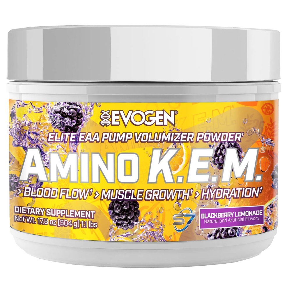Evogen Amino K.E.M. - Volumizador de bomba de pó EAA & BCAA □ BCAAs Amino Acids Supplement for Blood Flow, Muscle Growth, & Hydration
