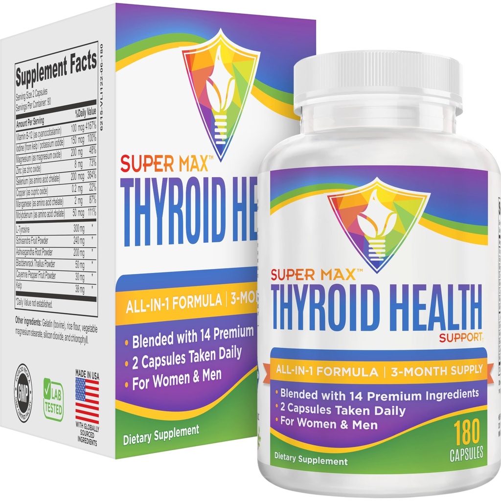 3-Month Thyroid Support Supplement (All-in-1) Fórmula com 14 Ingredientes Ativos Suplementos de Thyroid .