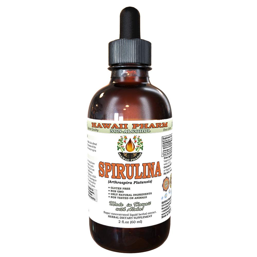 Spirulina Alcohol-Free Liquid Extract, Organic Spirulina (Arthrospira platensis) Dried Algae Glicerite Natural Herbal Supplement, Hawaii Pharm, USA 2 fl.oz