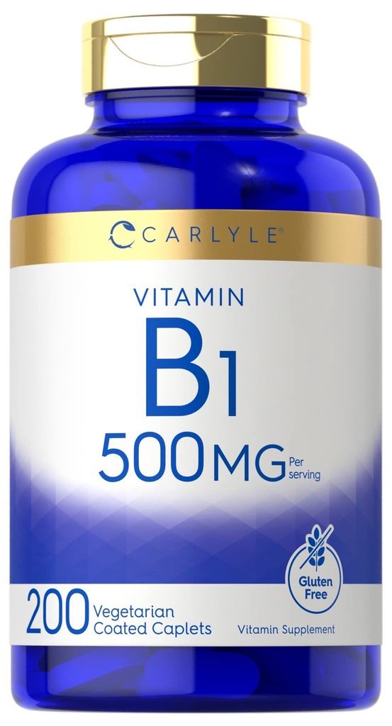 Carlyle Vitamina B1 500mg (Thiamine) 200 Caplets Vegetarianos