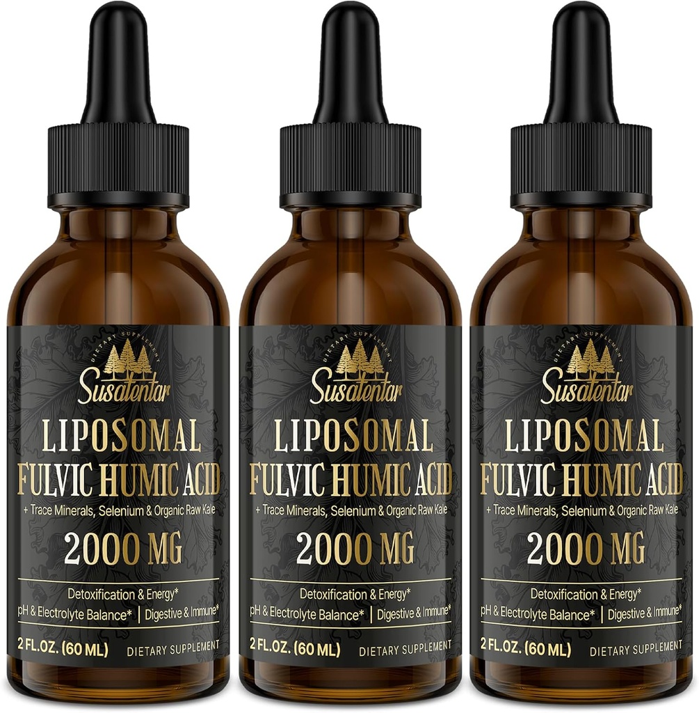 Trace Minerals Eletrolytes Drops 2000 MG - Líquido Lipossômico Ácido Húmico Fúlvico Suplemento - 85+ Trace Minerals - Hidratação - Desintoxicação - Energia - pH Saldo - Digestão - Imunidade - 6 Oz