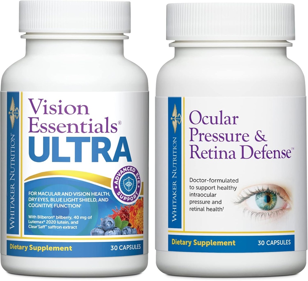 Pacote de Saúde Ocular Premium Inclui Visão Essenciais ULTRA para a saúde Macular e Retina, Deformação Ocular, Pressão Ocular, Olhos Secos e Pressão Ocular e Defesa Retina para Intraocular Saudável Adicional