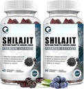 Himalayan Shilajit Gummies com 85+ Trace Minerals & Fulvic Acid for Energy, Imune, Cognitive Support Suplemento puro natural Shilajit de alta potência para homens e mulheres 60 Gummies (2 embalagens)