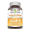 Fórmulas surpreendentes Curcumina e Ginger Turmérica com BioPerine Supplement