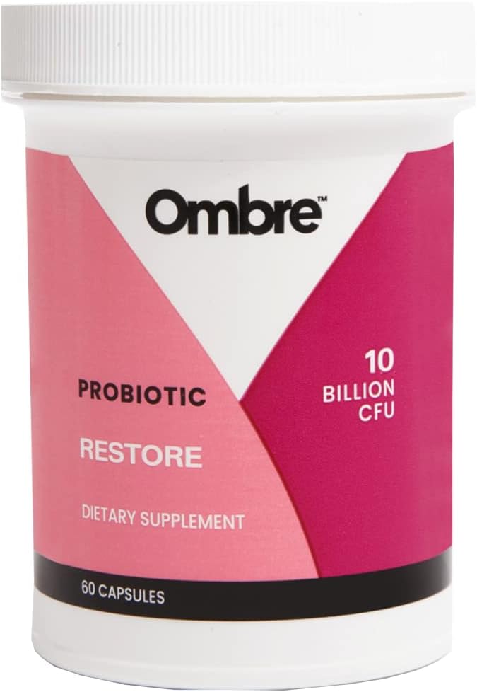 Ombre Restaurar Probióticos para Mulheres, Suplemento diário de saúde do intestino para Vaginal, Digestivo, Trato urinário, & Suporte imunológico, 10 bilhões de UFC, prateleira-estável, 30 Servões