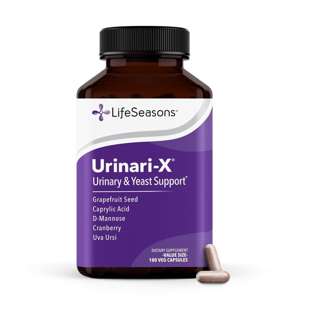 Urinari-X - Suporte ao Trato Urinário - Ajuste rápido da ITU - Suplemento Vitamina para a função saudável da bexiga e imunidade - D-Mannose, Cranberry, Ácido Caprílico, Uva Ursi & Toranja - 180 Cápsulas