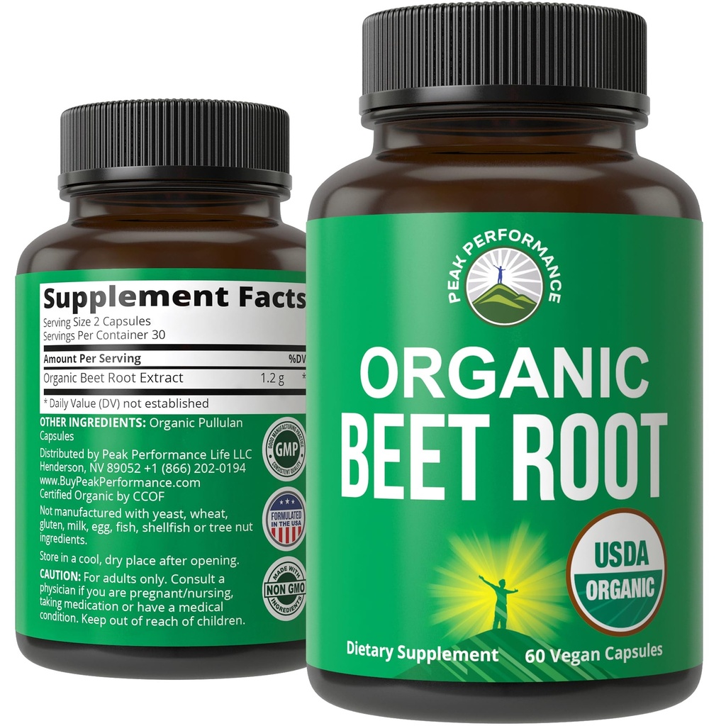 USDA Beterraba Orgânica Raiz Vegan Cápsulas. Beterrabas Suco em pó Pílulas Super Food 1200 mg. Óxido nítrico Energia Boosting Beetroot Extract Cápsulas. Suplemento de suporte de polifenol para mulheres e homens