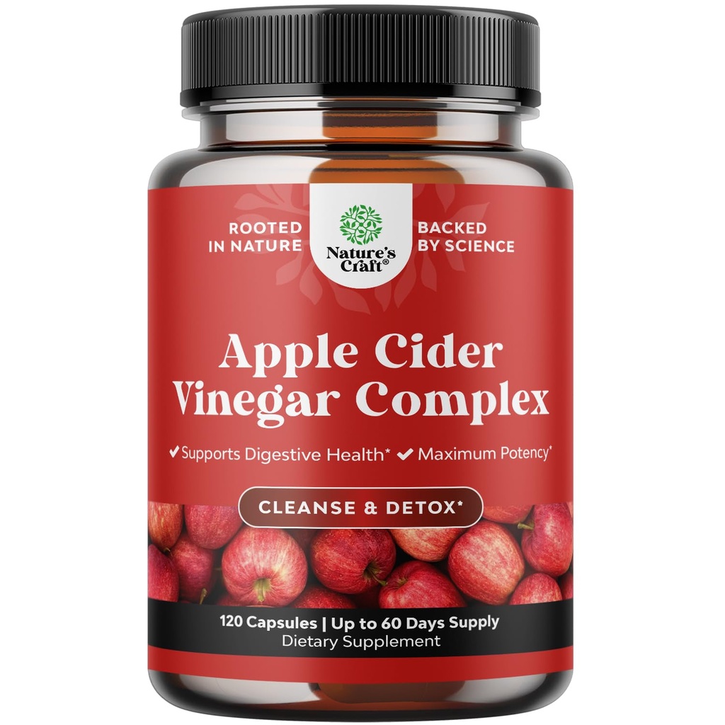 Cleansing Apple Cider Vinagre Cápsulas - ACV Cleanse e Detox Pills para Gut e Digestive Health com Slimming Cayenne - Cápsulas ACV de força extra para Gut Cleanse e Full Body Detox (60 Servings)