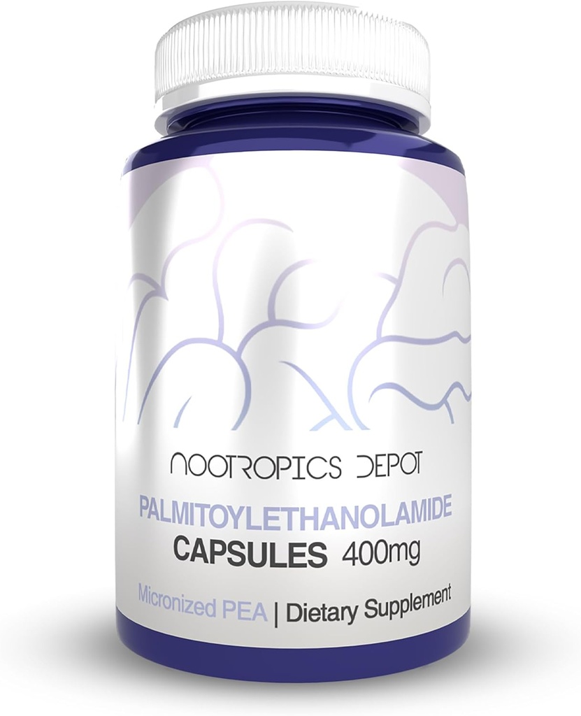 Nootropics Depot Palmitoiletanolamida Cápsulas Pílulas de 400mg Pílulas de 60 anos Suporta alívio de desconforto □ Promove função conjunta saudável