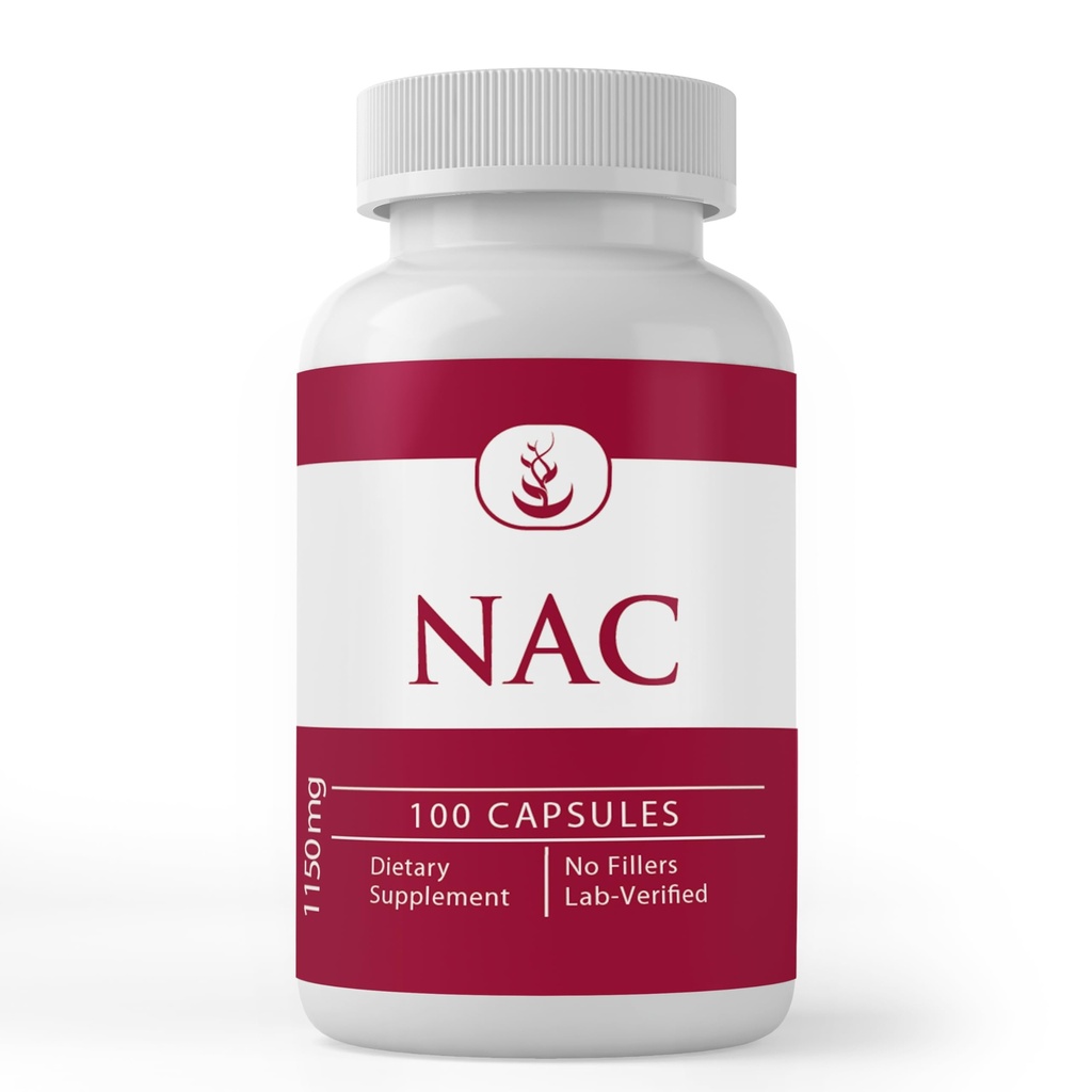 INGREDIENTES ORIGINAIS PUROS N-Acetil L-Cysteine NAC, (100 Cápsulas) Sempre Puros, Sem Aditivos ou Aditivos, Verificados no Laboratório