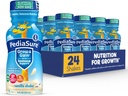 Pediasure crescer e ganhar com suporte imunológico, 27 vitaminas e minerais para crianças, 7g de proteína, não-GMO, sem glúten, baunilha, garrafa de 8-fl-oz, pacote de 24