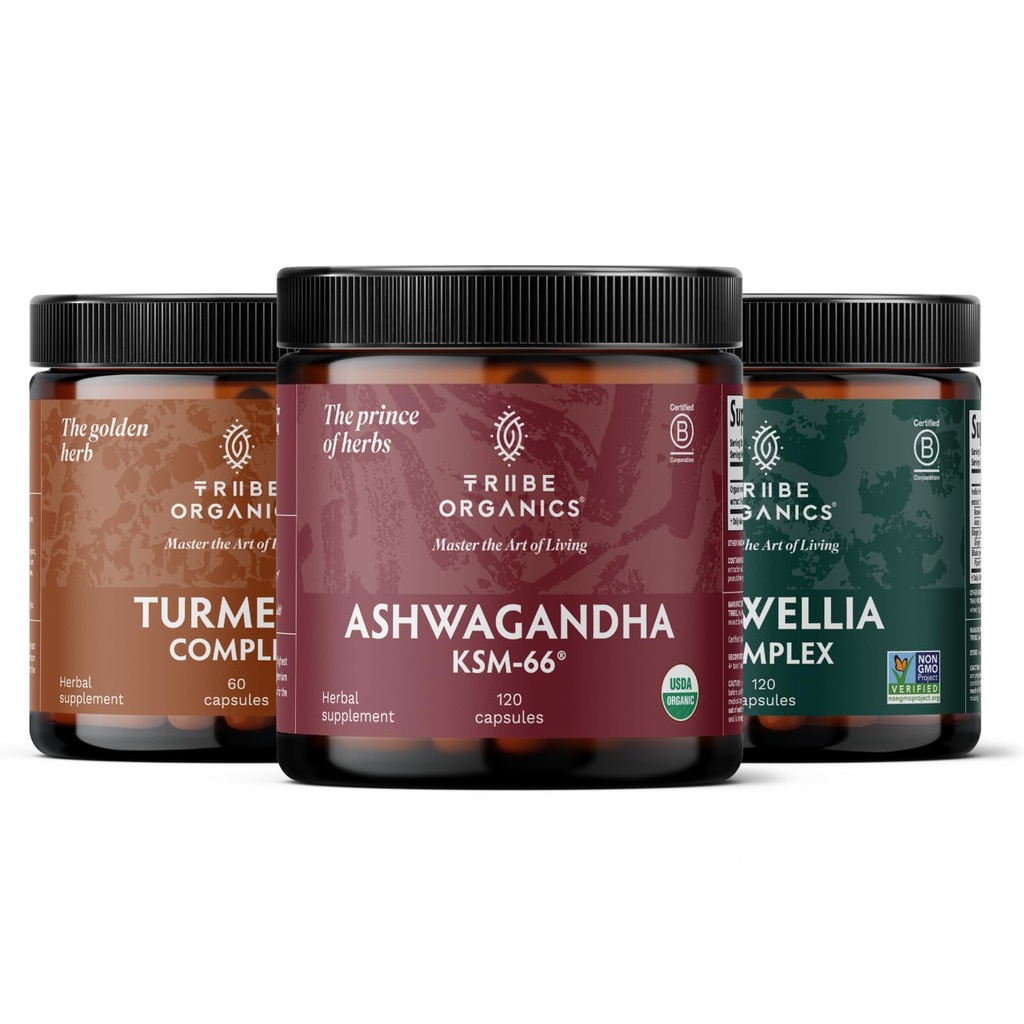 Recuperação Trio 120 - KSM-66 Ashwagandha + Complexo C3 Curcumina Cmérica + Complexo Boswellia - Aumentar Imunidade, Apoio Conjunto, Reduz a Dor