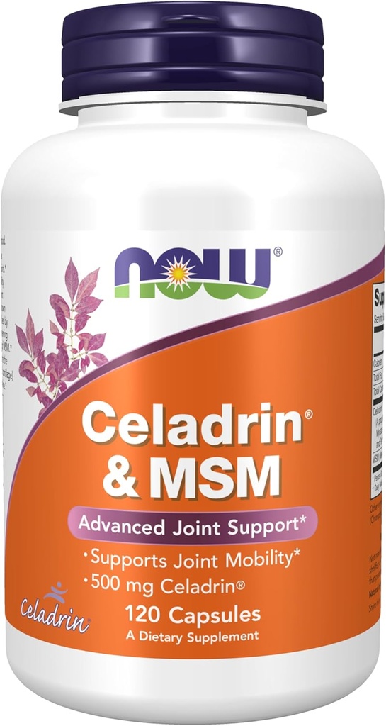 NOW Foods Supplements, Celadrin® & MSM, 500 mg de Celadrin®, Suporte Conjunto Avançado*, 120 Cápsulas