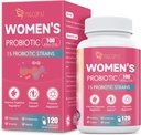 Probióticos para Mulheres, 100 bilhões de UFC Mulheres Probiótico com Prebióticos, Enzimas Digestivas, D-Mannose & Extrato de Cranberry para suporte imunológico, Saúde vaginal e urinária, Equilíbrio digestivo - 120 Cápsulas