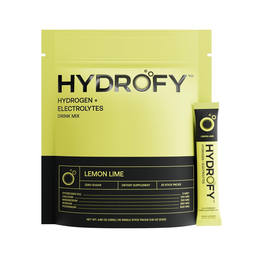 Hydrofy Hydrogen Water + Electrolytes Drink Mix H2 Hydration Packets with Molecular Hydrogen, Sodium, Potássio, Magnésio, Cálcio e Minerals .