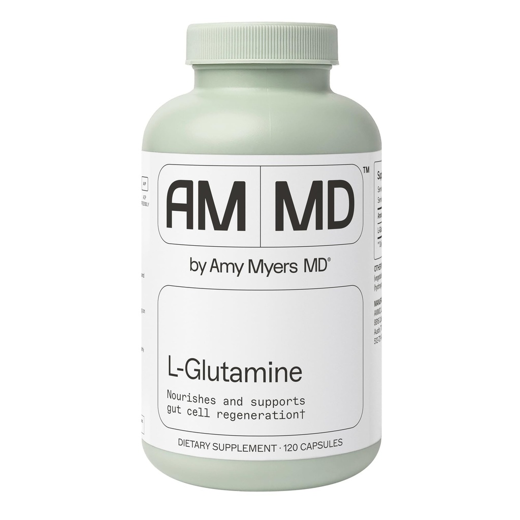 Amy Myers MD L-Glutamina Cápsulas - Suplemento de Saúde Celular - Gut Cleanse & calmante Suporte para alívio estomacal - Suporte muscular saudável - Suplemento de Saúde Adulto