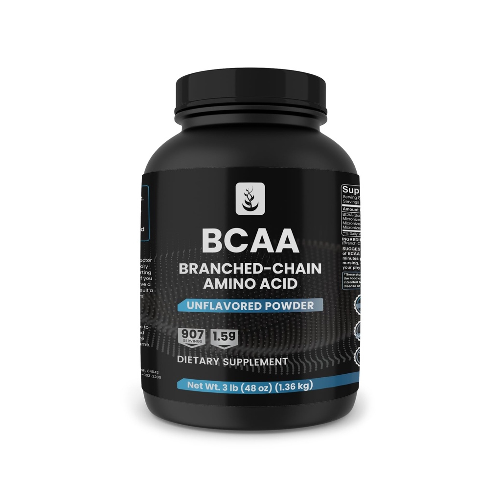 INGREDIENTES ORIGINAIS PUROS 2:1 BCAA Pó, 3 lbs, aminoácidos de cadeia ramificada, sem sabor, 907 Servos, sempre puros, sem aditivos ou enchentes