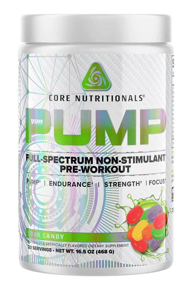 Bomba de Nutricionais Núcleo Bomba de Espectro Integral Pré-treino Não Estimulante, com Nitrato N03T, Peak02, Alpha GPC, para Bomba Máxima, Força e Desempenho 20 Servões (Cândida de Doce)