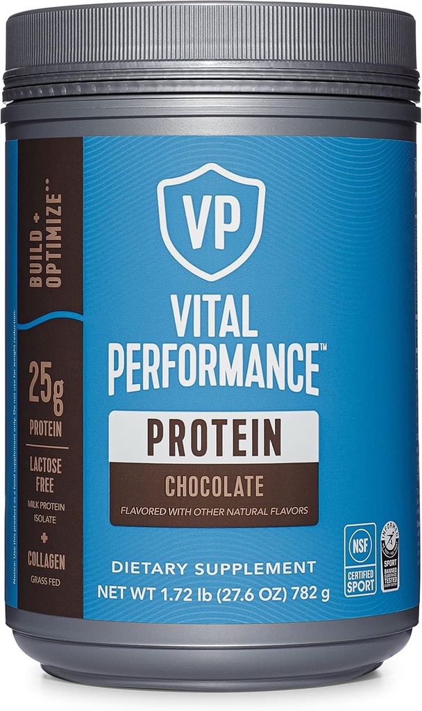 Proteínas Vitais Desempenho Pó, Colágeno Peptídeos & Proteína Isolate Pó, NSF Certificado para o esporte, Chocolate, 1,72lb
