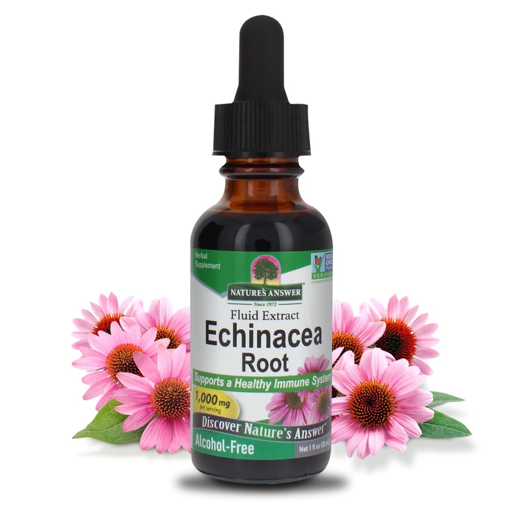 Resposta da natureza Echinacea Alcohol Free Extract 1 Onça fluida Promove o bem-estar geral
