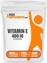 BulkSuplementos.com Vitamina E 400 UI Pó - como D-Alpha Tocoferol, Suplementos Nutricionais - Gluten Free, 500mg por serviço, 250g (8,8 onças) (Pacote de 1)