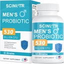 Probióticos para homens, 530 bilhões de UFCs e 12 strains, Probiótico com Cranberry & Goji açafrão, Gut Health para homens, Suporta Saúde Digestiva, Microbiome, Colón, & Saúde Imune, 30 dias de fornecimento