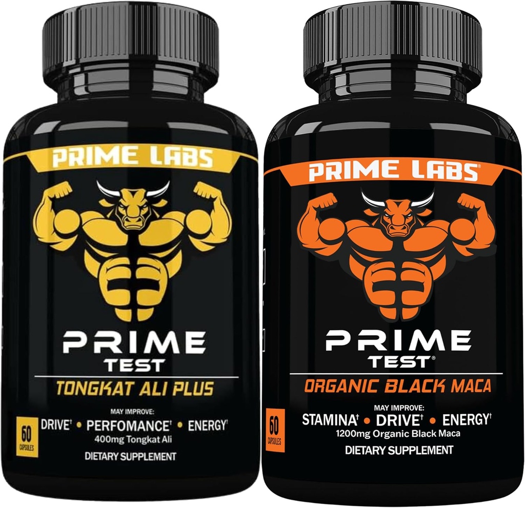 Laboratórios Prime Tongkat Ali Plus (60 ct) + Cápsulas de Maca Orgânicas Negras (60 ct)