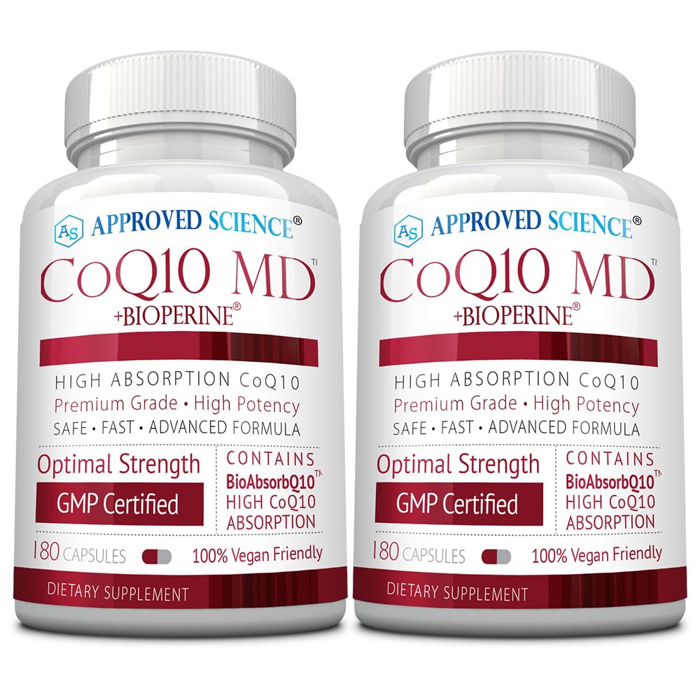 Aprovado Science® CoQ10 MD - Força Extra 300mg CoQ10 Puro com BioPerine® para Absorção Mais Rápida - Suporte Optimal - Fonte de 6 meses