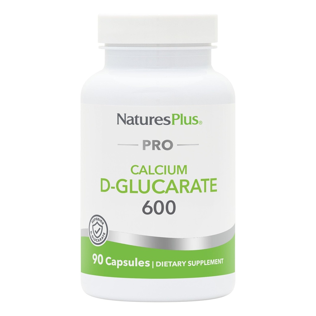 NaturesPlus PRO Cálcio D-Glucarato (CDG) 600 mg - 90 Cápsulas - Não-GMO, Vegan, Gluten Free, Soy Free - 90 Servimentos