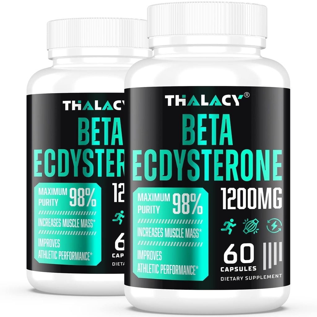 1200MG Beta Ecdysterone Supplement, 98% Supplements maximum purity Ecdysterone for Lean Muscle Mass, Athletic Performance & Força, 120 Cápsulas