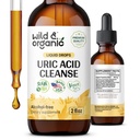 Selvagem & Ácido Urico Orgânico Cleanse Drops - Tart Cherry, Açafrão, Chanca Piedra Stone Breaker Complex for Kidney Cleanse - Ácido Urico Suplemento de suporte - Vegan, Açúcar & Tintura sem álcool - 2 onças