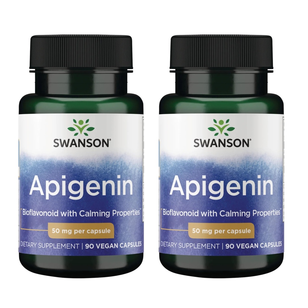 Swanson Apigenin-Bioflavonoid Supplement Natural Prostate Support-Metabolismo & Nerve Health Support-Can Support Sleep & Relaxation 90 Caps, 50mg Cada 2 Pack