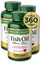 Óleo de peixe da recompensa da natureza, 1200mg, 360mg de Omega-3, 120 (3 Pack, 360 Total) Softgels 120 Softgels