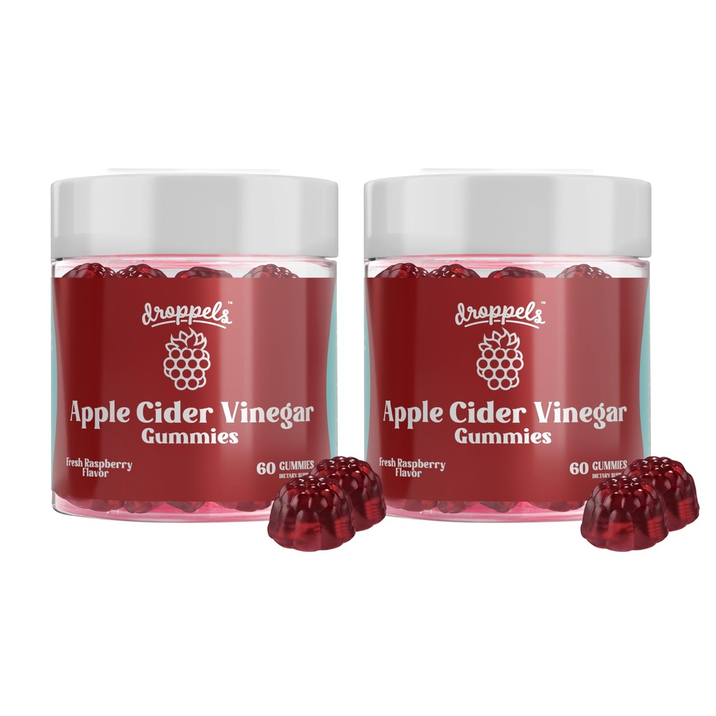 Droppels Apple Cider Vinagre Gummies 1000mg com raiz de beterraba e romã □ Non-GMO, Vegan-Friendly, Gluten Free □ Suporta Digestão, Metabolismo, Energia e Saúde Imune