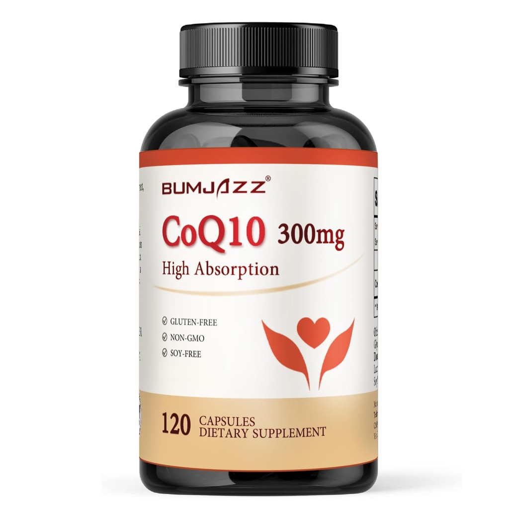 CoQ10 300mg - 120 Cápsulas - Alta Absorção - Não-GMO - Sem Glúten - Coenzima Q10 - CoQ10 Cápsulas