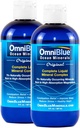 Minerais OmniBlue Ocean - 70+ Minerais Trace & Magnésio Líquido - Potássio, Cloreto-Baixo de Sódio - Suporte Natural para Sono, Digestão, Regularidade, Hidratação e Equilíbrio Electrolítico (2-Pack 8 onças)