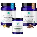 Ora Organic Vegan Protein Powder Chocolate, Vanila & Greens Powder Bundle: 22g Planta baseada, Chocolate, 20 Servings + 21g Planta baseada, Baunilha, 20 Servings + Orgânico Super Greens Beber, 30 Servings