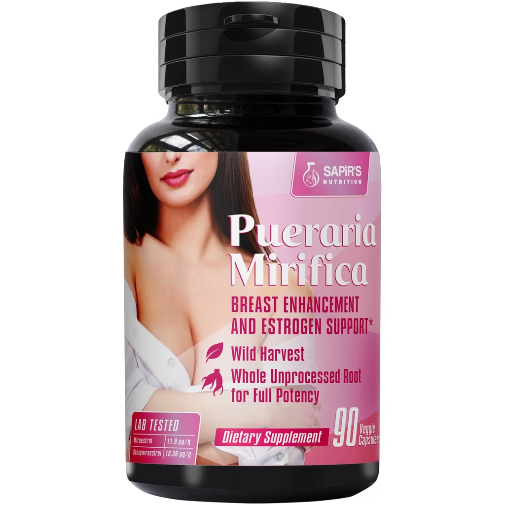 Pueraria Mirifica Cápsulas 2000mg Diariamente - Pílulas de Melhoramento da Mama e Suplemento de Estrogênio para Mulheres e Homens, Pílulas de Alargamento da Mama para Mulheres e Transgênero - Aumento do Crescimento da Mama
