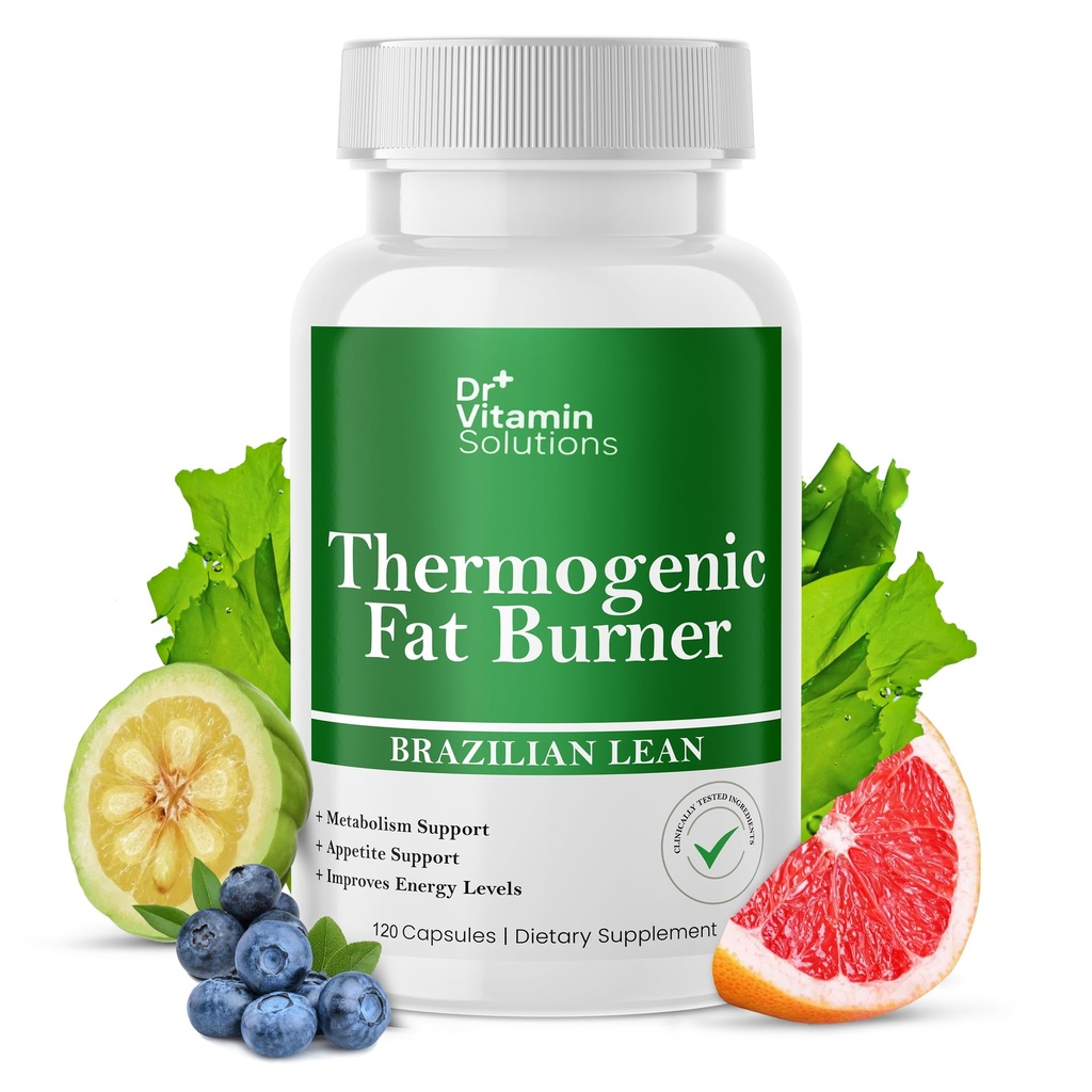 DR VITAMIN SOLUÇÕES Queimador de gordura termogênico Lean Brasileiro, Perda de Peso Vitaminas, Trimmer cintura e Suplementos para Bloating (1 garrafa, 120 cápsulas)