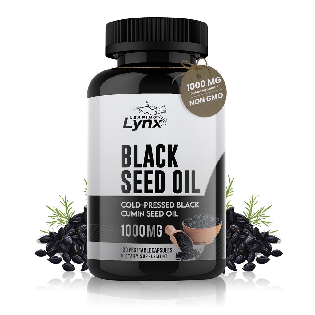 Pure Organic Cold-Pressed Black Seed Oil Cápsulas - Vegan Non-GMO Pure Nigella Sativa Black Cumin Seed Oil for Beauty Immunity & Global Wellness Support - Thymoquinone-Rich 1000mg Serving (60 dias)