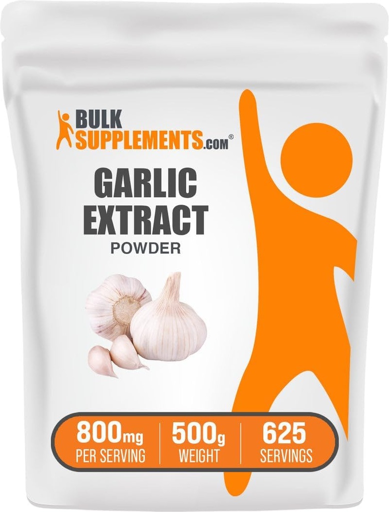 BulkSuplementos.com Extrato de alho em pó - Suplemento de alho, Suplemento de ervas, Allium Sativum - Herbal & Gluten Free, 800mg por serviço, 500g (1,1 lbs) (Pacote de 1)