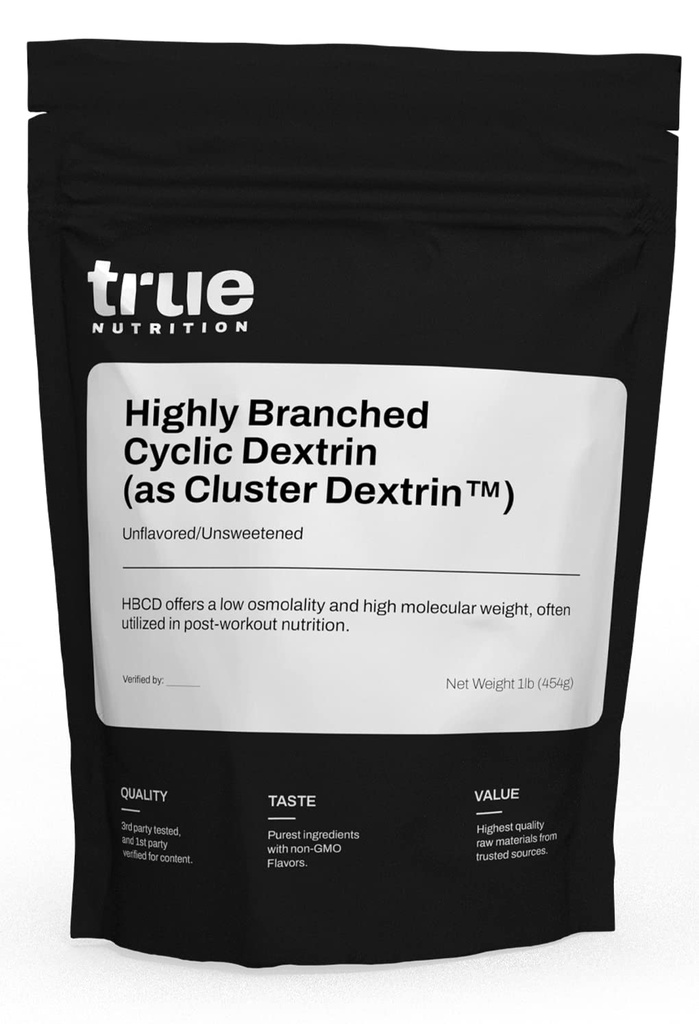 True Nutrition - Dextrina Cíclica Altamente ramificada - Pó carboidratado para energia intra-trabalho Mantido, Melhorado pós-trabalho recuperação muscular - Vegan e não-GMO - Sem sabor 1lb