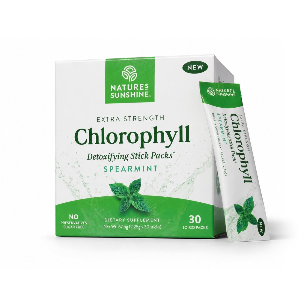 Pacotes Sunshine Chlorophyll Stick da natureza: sobrecarregue seu detox e aumente a saúde da gut em embalagens convenientes, Delicious Stick (Spearmint)