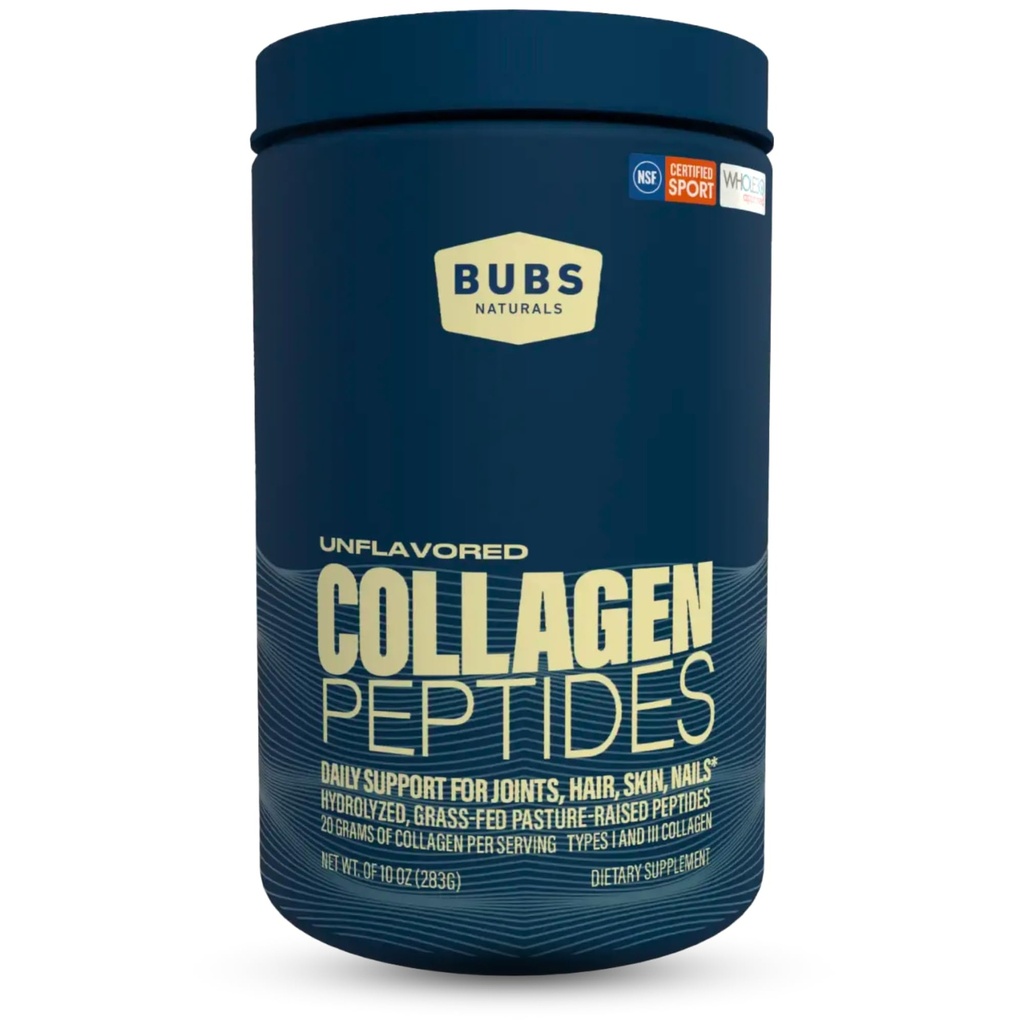 BUBS Naturals Colágeno sem sabor Peptídeos em pó, melhores proteínas para articulações e pele, Pasture Crested Grass Fed, Paleo e Keto Friendly, Whole30 Aprovado, Não-GMO Dairy & Gluten Free, 10 onças, 14 Servings