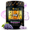 ALPHA LION Pó de treino pré-humano, Beta Alanine, L-Taurine & Cafeína Tri-Fonte para Energia e Foco Sustentados, Óxido Nitrico e Citrulina para Bomba (21 Servings, Grapezilla)