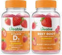 Vitamina D vitalizável 10000 UI + raiz de beterraba, chicletes Bundle - Grande degustação, Suplemento de vitamina, Sem glúten, GMO livre, chiclete mastigável