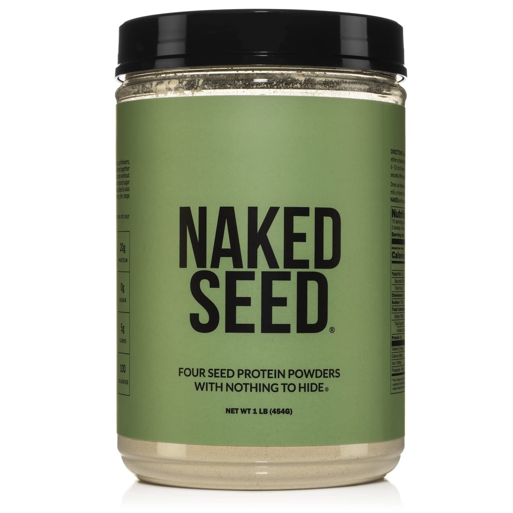 Sementes nuas - 4 Sementes de pó de proteína, Só 4 Ingredientes - Chia, Melancia, Girassol e abóbora de semente - Sem glúten, Sem soja, Vegan, Sem Gmos, Sem adoçantes artificiais - 15 Servings