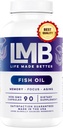 Wild Caught Omega 3 Fish Oil 3000mg - Triplo Força Arrotado DHA 900mg + EPA 1200mg Não-GMO - Entérico revestido com sem sabor - LMB (90 Gels macios)