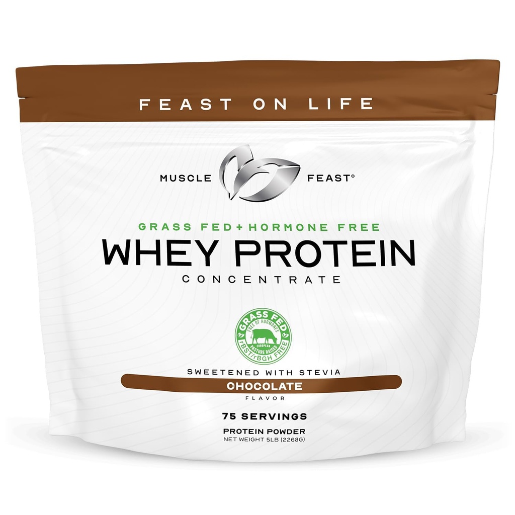 Massa muscular Festival Whey-Fed Protein Concentrate Powder, Tudo Natural, Hormônio Free Pasture Crescido Whey Protein Powder para Mulheres e Homens, Limpo, Não-GMO e Glúten Free Whey Concentrate - Chocolate, 5lb