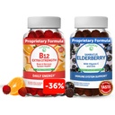 Lunakai Vitamina B12 e Elderberry Gummies Bundle - 3000 mcg Gummy para Adultos Suporte Energético e Saúde Óssea - Suplemento de Suporte Imune com Zinco e Vitamina C